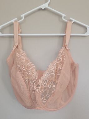 Flirtelle Pinkish Tan Sheer Lace Underwire Bra UK Size 36K